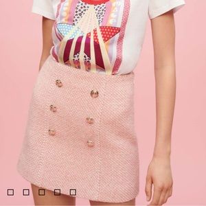 Maje Pink and Ecru Marl Tweed Skirt Size 34/Small